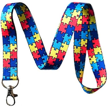 LanyardLanyard Autism Awareness Puzzle Piece Print Lanyard Key Chain Id Badge Holder