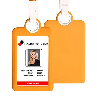 HEYDEFO Badge Holder ID Silicon Card Holder Vertical with Lanyard Neck Strap Heavy Duty ID Card Business Card Offices Supplies Yellow