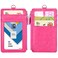 Wisdompro Badge Holder with Zip Double Sided PU Leather ID Badge Card Holder Wallet Case with 5 Card Slots 1 Side Zipper Pocket and 20 Inch Leather Neck LanyardStrap Hot Pink Vertical