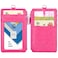 Wisdompro Badge Holder with Zip Double Sided PU Leather ID Badge Card Holder Wallet Case with 5 Card Slots 1 Side Zipper Pocket and 20 Inch Leather Neck LanyardStrap Hot Pink Vertical