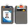 Life-Mate Badge Holder with Zipper LifeMate PU Leather ID Badge Card Holder Wallet Case with 5 Card Slots Zipper Pocket 19 Polyester Neck Lanyard Heavy Duty Metal Retractable Badge Reel Gray