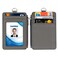 Life-Mate Badge Holder with Zipper LifeMate PU Leather ID Badge Card Holder Wallet Case with 5 Card Slots Zipper Pocket 19 Polyester Neck Lanyard Heavy Duty Metal Retractable Badge Reel Gray