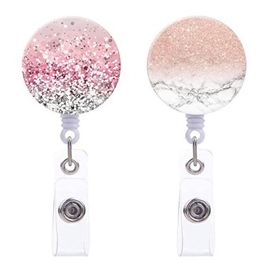 Aunyn Badge Reel Nurse Retractable Reel Holder with Alligator Clip Pretty Pink