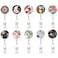 Bosketo Badge Reel Retractable Badge Holder Carabiner with Alligator Clip On ID Card Holders 10pack Flowers