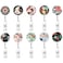 Bosketo Badge Reel Retractable Badge Holder Carabiner with Alligator Clip On ID Card Holders 10pack Flowers