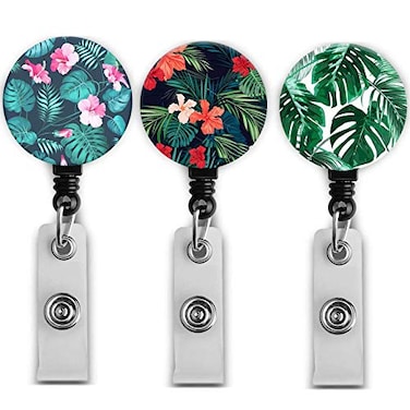 Bosketo Badge Reel Retractable Badge Holder Carabiner with Alligator Clip On ID Card Holders Green Life 3pack