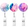 COUKASO Badge Reel Retractable Nurse Badge Holder Cute Name Decorative Badge Reels with Clip on ID Card Holders 3 Pack Pretty Pink Marble