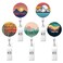 COUKASO Badge Reel Retractable Nurse Badge Holder Cute Name Decorative Badge Reels with Clip on ID Card Holders 5 Pack Mountain Sky Sun