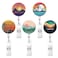 COUKASO Badge Reel Retractable Nurse Badge Holder Cute Name Decorative Badge Reels with Clip on ID Card Holders 5 Pack Mountain Sky Sun