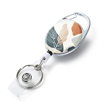 TJIHACNGE Badge Reels RetractableDouble Sided Color Print Pattern Retractable Badge Holderswith Retractable Keychain Badge Clip and Key RingDurable Nylon Retractable RopeBohemian Leaf