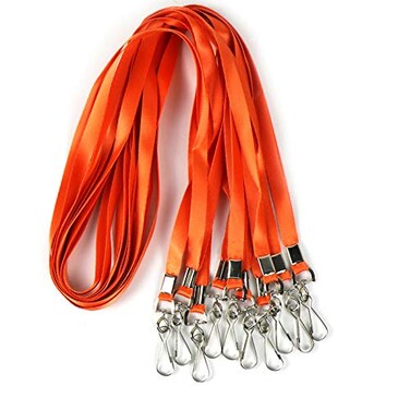 Ollain Bulk Lanyards Premium Cruise Lanyard Nylon Badge Lanyards for Id Holder Perfect for Office Kids Teachers Orange 50 Pack