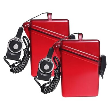 CEYDEY 2 Pack Sport Waterproof ID Card Badge Holder Case with Lanyard Cover Multiple Credit Cards Registration ins Card Heavy Duty Durable Locker Dry Box Red
