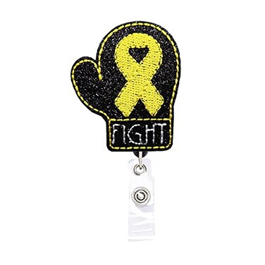 Rockapatch Childhood Cancer Awareness Sparkle Glitter Retractable Name Card Badge Holder Reel with Alligator Clip 24 inches Thick Pull Cord