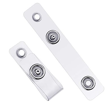 Tenare Clear ID Badge Holder Strap Plastic Badge Strap with Snap and Eyelet Vinyl Badge Clips for Card Holder Lanyards Key Rings 100 Pieces