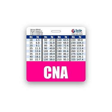 Scrubs and CNA Badge Buddy Horizontal wHeight Weight Conversion Charts Pink