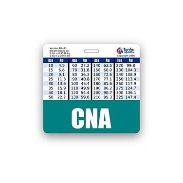 Scrubs and CNA Badge Buddy Horizontal wHeight Weight Conversion Charts Teal