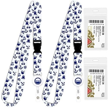 Cruise On Cruise Lanyard for Ship Cards 2Pack Retractable Badge Waterproof Key Card Holder for Ship Cards Cruise Essentials 20262027 Perfect for Travel Vacation White Navy