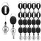 Diateklity 20 Pack Retractable Badge Holder with Carabiner Reel Clip Badge Reel Bulk ID Card Key Holder with Ring Sturdy Black Key Chain Extender for Office Work Employee