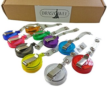 Drasawee 10203050100 Pcs Per Pack New ID Badge Holder Reel Retractable Key Clip Wholesale Price 10 Colors