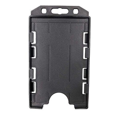 Fallen One 10 Pack Double Sided ID Badge Holder Plastic ID Card Holder for Lanyard Vertical Black