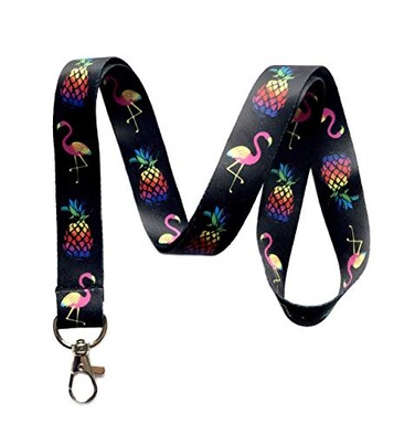 LanyardLanyard Flamingo Pineapple Lanyard Keychain ID Badge Holder Tropical Print Neck Strap for Keys Work School