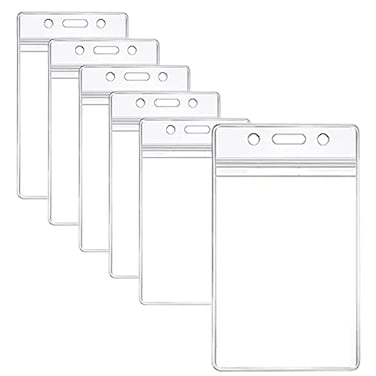 FXHDC-M FXHDCM 6PCS Clear Waterproof Plastic Badge Holders Dustproof Double Sided Badge for Name Tag Card ID Holders Lanyard or ClipsVertical Version
