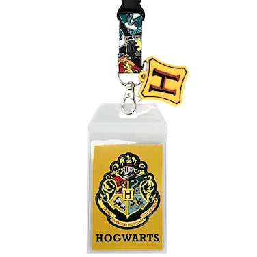 Bioworld Harry Potter Hogwarts Lanyard with Metal Charm ID Card Holder and Collectible Sticker