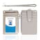 HASFINE ID Badge Holder with Lanyard2 Sided 5 Card Slots ID Card Holder Wallet with PU Leather Zipper Pocket and Detachable Keychain Lanyard for Teens Men WomenGray