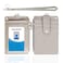 HASFINE ID Badge Holder with Lanyard2 Sided 5 Card Slots ID Card Holder Wallet with PU Leather Zipper Pocket and Detachable Keychain Lanyard for Teens Men WomenGray