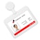 HiCycle2 ID Badge Holder Case Horizontal with Reel Clip Retractable Heavy Duty Credit Card Business Card Office Supplies White