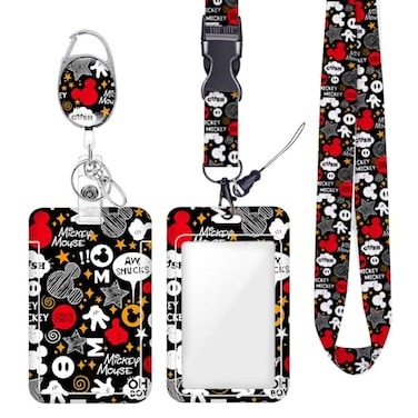 Wenboco ID Badge Holder with Lanyard Retractable Badge Reel Cute Funny ID Card Holder Cartoon Mouse Themed Gift Lanyards for ID Badges Vertical ID Protector Badge Clip for Nurses Doctors Teachers Busi