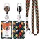 Boutilon ID Badge Holder with LanyardRetractable ID Badge Card Holders Detachable Neck Lanyard Strap with Badge Reel and Vertical ID Holder for Nurse Students Teachers Office StaffFlower Orange
