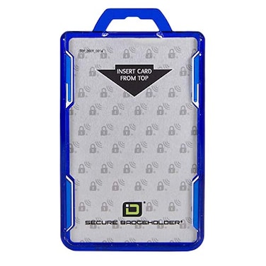 ID Stronghold RFID Blocking Secure Badge Holder Duolite 2 Card ID Holder Poly Carbonate Heavy Duty Hard Plastic ID Badge Holder USA Molded and Assembled FIPS 201 Approved Blue