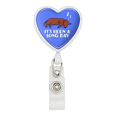 GRAPHICS & Its Been A Long Day Dog Dachshund Heart Lanyard Retractable Reel Badge ID Card Holder White
