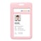 JINEASY ID 2 Pack Work ID Badge Holder Hard Plastic Vertical ID Badge Protector Pink