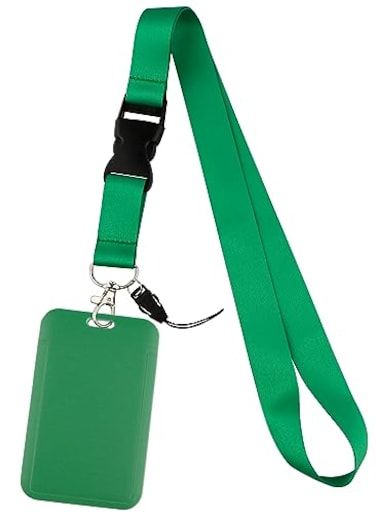 moxunmo Lanyard ID Holder Green Lanyard for Keys ID Badges Keychain Vertical Name Badge Holder with Clip
