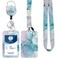 LONNAONE Lanyard with Badge HolderRetractable Badge Reel with Detachable Neck Lanyard Strap and Vertical ID Holder for Nurse Doctor Students Office Staff Lanyard Abstract Cyan Marble