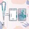 LONNAONE Lanyard with Badge HolderRetractable Badge Reel with Detachable Neck Lanyard Strap and Vertical ID Holder for Nurse Doctor Students Office Staff Lanyard Abstract Cyan Marble