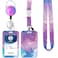 LONNAONE Lanyard with Badge HolderRetractable Badge Reel with Detachable Neck Lanyard Strap and Vertical ID Holder for Nurse Doctor Students Office Staff Lanyard Blue Purple Marble