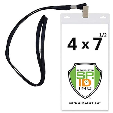 Specialist ID Lanyards with 4X7 Extra Large Ticket Holders for Pit Passes and Playoff Games Pack of 10 Black