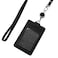 Larpur Retractable ID Badge Holder Vertical PU Leather ID Card Holder Detachable Neck Lanyard with 1 Clear Window 2 Card Slots Suit for Teachers Students Doctors Nurses Office Employees Black