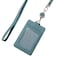 Larpur Vertical ID Badge Holders PU Leather ID Card Holder Detachable Neck Lanyard and Retractable Reel with 1 Clear Window 2 Card Slots Lake Blue