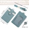 Larpur Vertical ID Badge Holders PU Leather ID Card Holder Detachable Neck Lanyard and Retractable Reel with 1 Clear Window 2 Card Slots Lake Blue