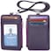 Leamekor ID Badge Holder with Neck Lanyard PU Leather ID Badge Wallet Case with 1 ID Window 4 Card Slots 1 Side Zipper Pocket