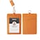 TOOLIN Leather ID Badge HolderSlim Minimalist Elastic Credit Card Holder Vertical Credit Card Holder for Men Women with Neck Lanyard BrownA