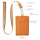 TOOLIN Leather ID Badge HolderSlim Minimalist Elastic Credit Card Holder Vertical Credit Card Holder for Men Women with Neck Lanyard BrownA