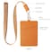 TOOLIN Leather ID Badge HolderSlim Minimalist Elastic Credit Card Holder Vertical Credit Card Holder for Men Women with Neck Lanyard BrownA