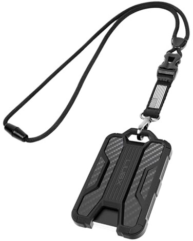 LIUGX Badge Holder with Heavy Duty Breakaway Lanyard Carbon FiberTexture Durable ID Card Holder Holds 6 Cards with Quick Release Detachable Buckle Metal Clip American Flag
