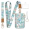 Mavellin Lanyard Wallet with Id Badge Holder Butterfly RFID Small Keychain Wallet Women Wristlet Cute Zipper Credit Card Holder Phone Wrist Neck Strap for Key Name Tag Teacher Student Office Gifts
