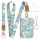 Mavellin Lanyard Wallet with Id Badge Holder Butterfly RFID Small Keychain Wallet Women Wristlet Cute Zipper Credit Card Holder Phone Wrist Neck Strap for Key Name Tag Teacher Student Office Gifts